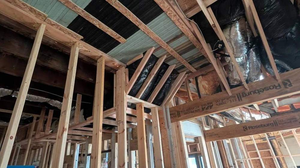 New ceiling and roof framing