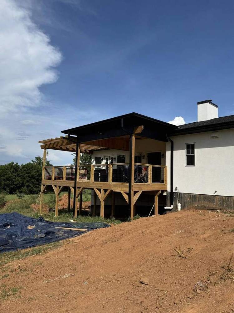 Rear covered deck with pergola