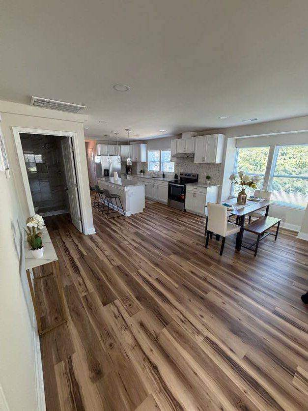 Remodeled kitchen and dining area in the Landis home