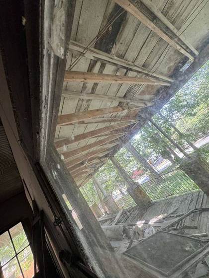 Porch roof framing open to the sky