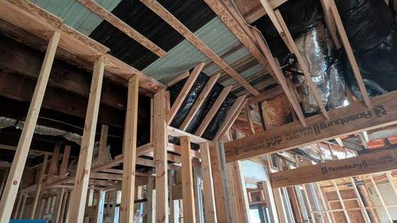 New ceiling framing and sheathing