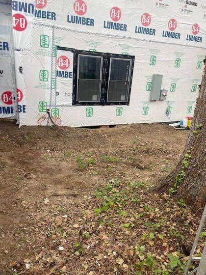 Exterior wrapped with new windows set