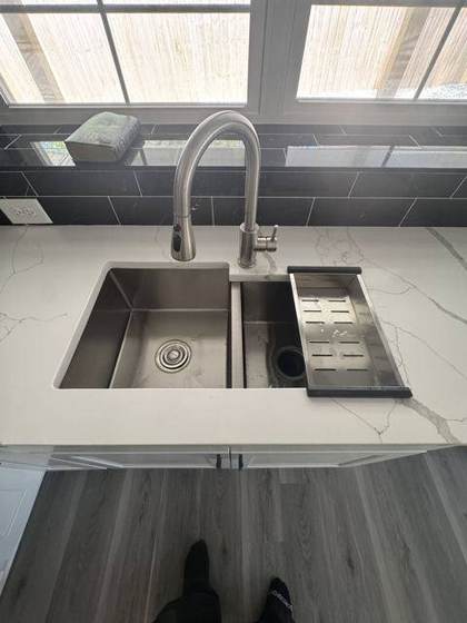 Quartz counter and undermount sink