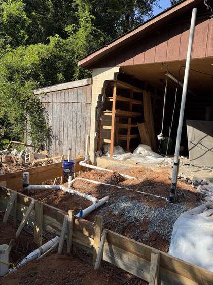 New plumbing cut into the slab