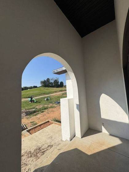 View through the arched porch