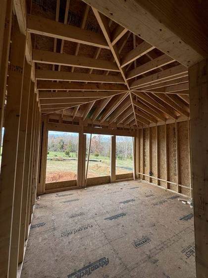 Framed living area looking out to the pasture