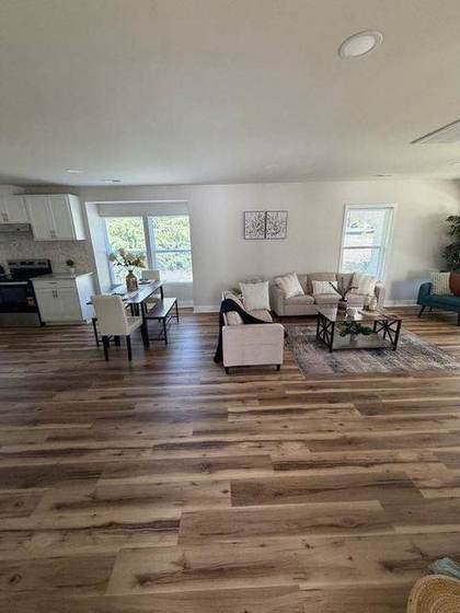 Open living and dining room