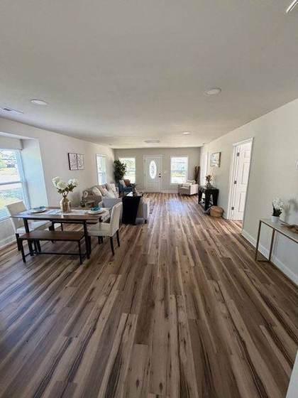 Living and dining seen from the kitchen