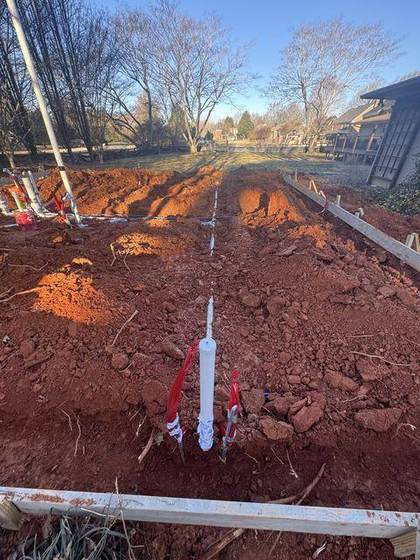 Perimeter footing forms in red clay