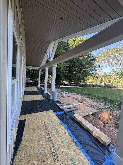 Covered porch under construction