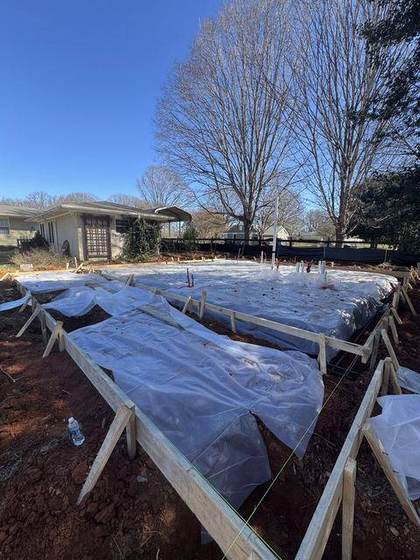 Vapor barrier and forms ready for the slab pour
