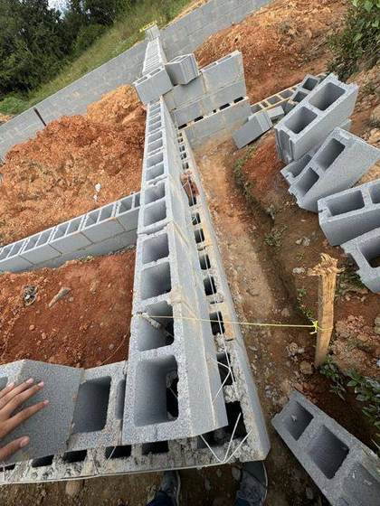 Corner of the block foundation