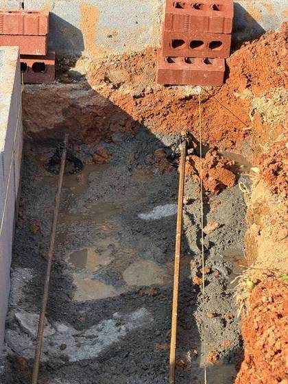 Footing trench with rebar