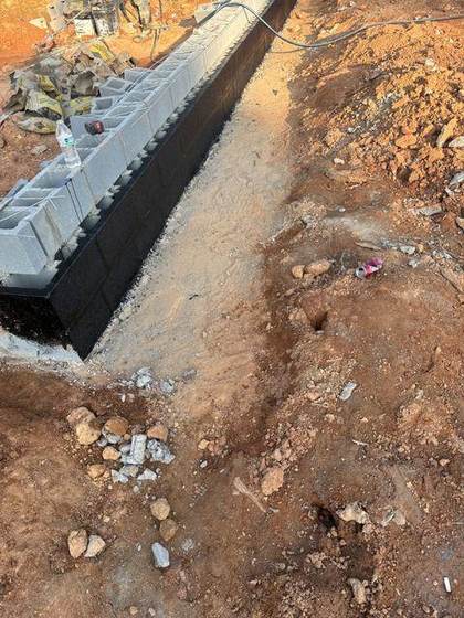 Waterproofing on the block below grade